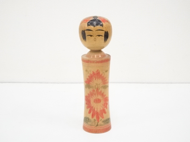 JAPANESE FOLK CRAFT / WOODEN KOKESHI DOLL / 21.3cm / SIGNED ARTISAN WORK 
